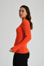 Basic O Neck Orange Knitwear