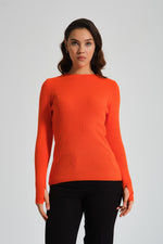 Basic O Neck Orange Knitwear