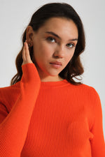 Basic O Neck Orange Knitwear