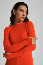 Basic O Neck Orange Knitwear