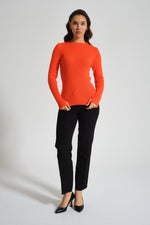 Basic O Neck Orange Knitwear