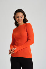 Basic O Neck Orange Knitwear