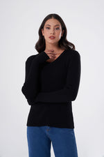 Basic V Neck Black Knitwear