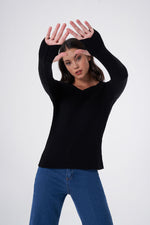 Basic V Neck Black Knitwear