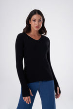 Basic V Neck Black Knitwear