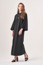 Printed Polo Neck Black Dress
