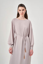 Laced Waist Satin Beige Tunic