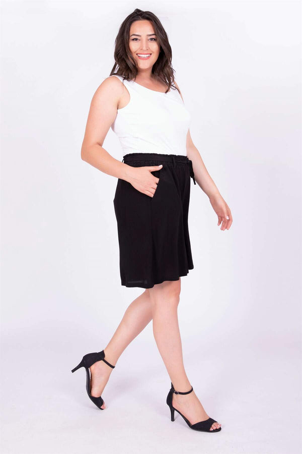 Angelino Elastic Waist Belted Shorts