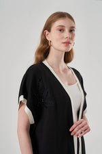 Embroidery Black/Ecru Knitwear Cardigan