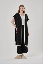 Embroidery Black/Ecru Knitwear Cardigan