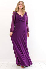 Plus Size Evening Dress Sleeves Chiffon Long Evening Dress KL59S Purple