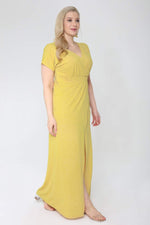 Plus Size Evening Dress Front Slit Long Silvery Lined Evening Dress 397