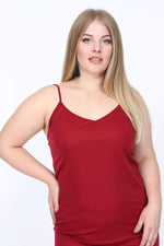 Large Size Strap V Neck Underwear Dress KL4569 Claret Red