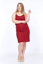 Large Size Strap V Neck Underwear Dress KL4569 Claret Red
