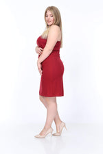 Large Size Strap V Neck Underwear Dress KL4569 Claret Red