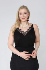 Plus Size Lace Detailed Combed Cotton Evening Blouse 577
