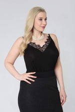 Plus Size Lace Detailed Combed Cotton Evening Blouse 577