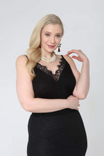 Plus Size Lace Detailed Combed Cotton Evening Blouse 577