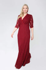 Large Size Elastic Lace Long Evening Dress KL832
