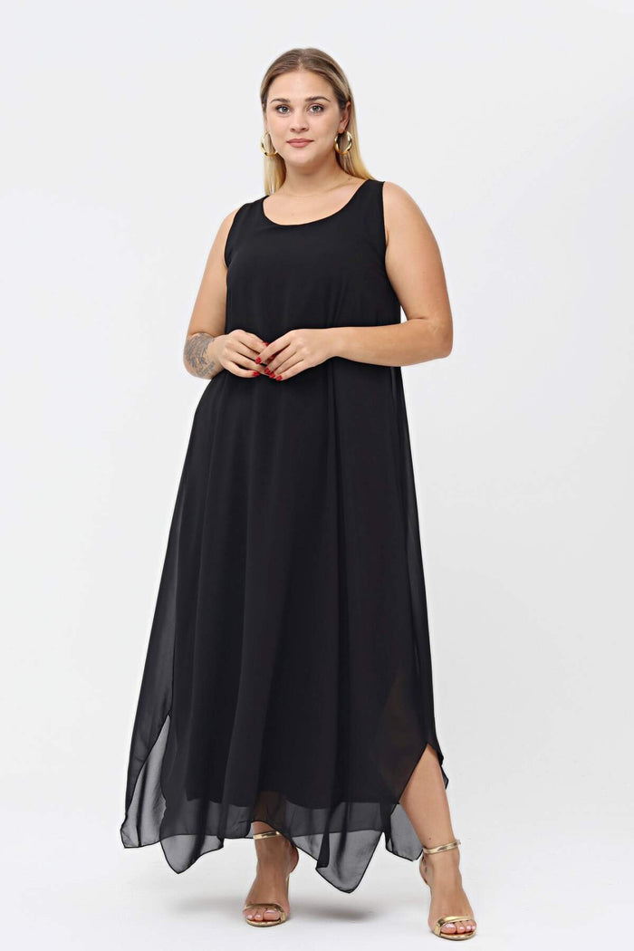 Plus Size Women Chiffon Evening Dress KL7019 Black