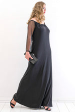 Plus Size Sleeve Chiffon Off The Shoulder Evening Dress PNR6189 Black