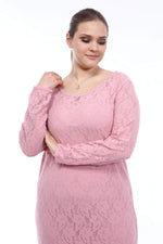 Large Size Lycra Lace Evening Dress KL15154 Powder