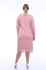 Large Size Lycra Lace Evening Dress KL15154 Powder