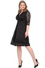 Plus Size Lycra Lace Short Dress KL70088 Black