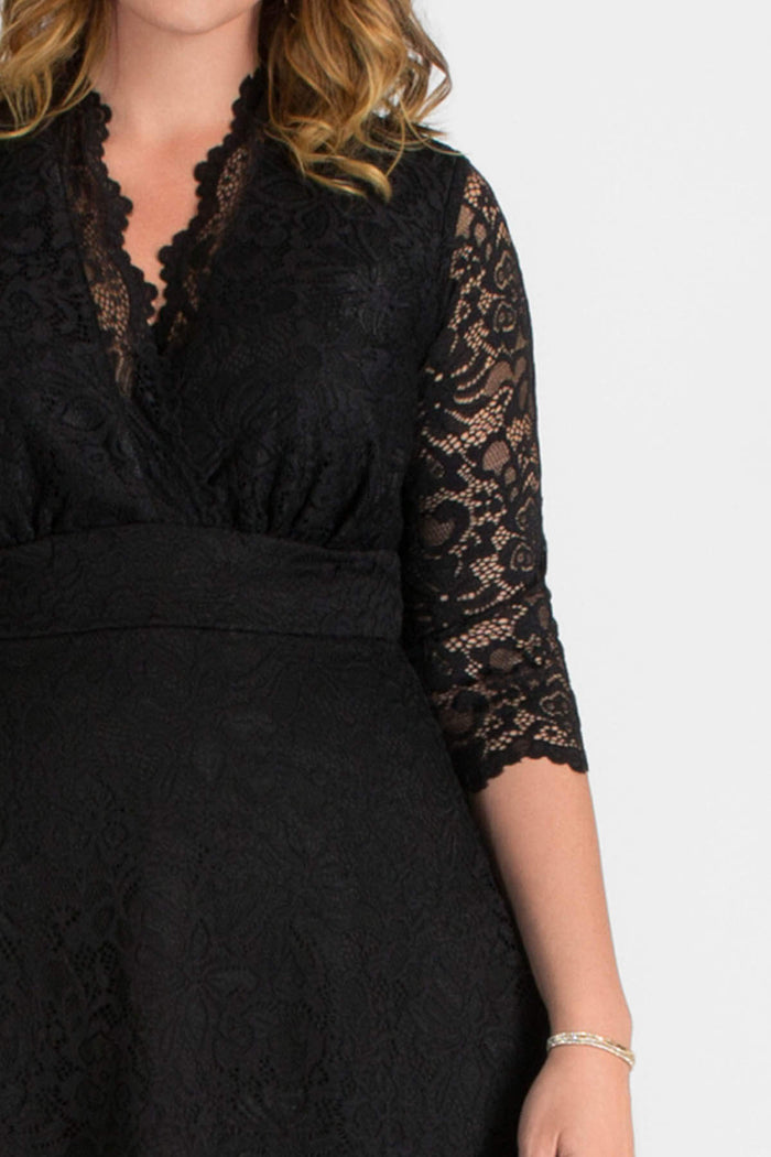 Plus Size Lycra Lace Short Dress KL70088 Black