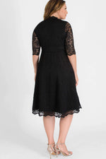 Plus Size Lycra Lace Short Dress KL70088 Black