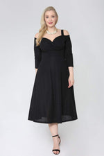 Large Size Shoulder Strap Evening Dress Silvery Short Dress 91-7005 Black
