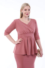 Large Size Scuba Evening Dress Skirt Blouse 2 Piece Set SCB20684