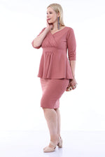 Large Size Scuba Evening Dress Skirt Blouse 2 Piece Set SCB20684
