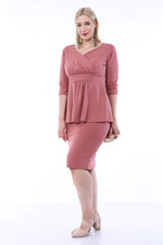 Large Size Scuba Evening Dress Skirt Blouse 2 Piece Set SCB20684
