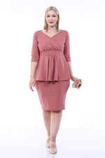 Large Size Scuba Evening Dress Skirt Blouse 2 Piece Set SCB20684