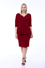 Large Size Scuba Evening Dress Skirt Blouse 2 Piece Set SCB20684