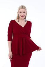 Large Size Scuba Evening Dress Skirt Blouse 2 Piece Set SCB20684