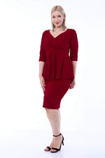 Large Size Scuba Evening Dress Skirt Blouse 2 Piece Set SCB20684