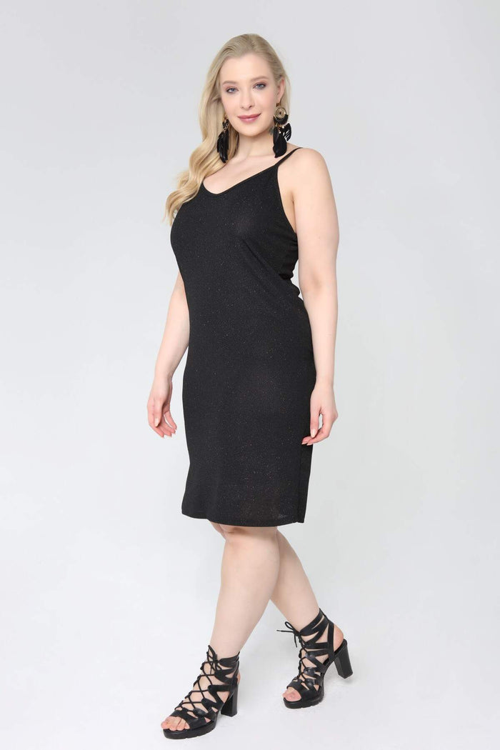 Plus Size Silvery Strap Short Evening Dress 567