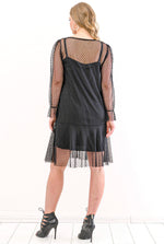 Plus Size Tulle Detail Short Evening Dress PNR4633 Black