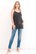 Large Size Zara Sequin Evening Blouse KL5007 Black