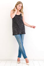 Large Size Zara Sequin Evening Blouse KL5007 Black