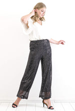 Large Size Zara Sequined Evening Trousers KL94Z Black