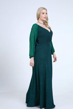 Large Plus Size Sleeves Chiffon Long Fukuro Evening Dress 91-59s