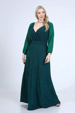 Large Plus Size Sleeves Chiffon Long Fukuro Evening Dress 91-59s