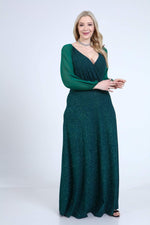 Large Plus Size Sleeves Chiffon Long Fukuro Evening Dress 91-59s