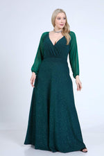 Large Plus Size Sleeves Chiffon Long Fukuro Evening Dress 91-59s