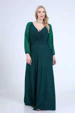 Large Plus Size Sleeves Chiffon Long Fukuro Evening Dress 91-59s