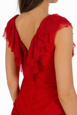 Angelino Red Ruffle collar Short Evening Dress