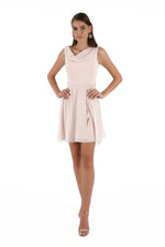 Angelino Powder Degaje Collar Short Evening Dress